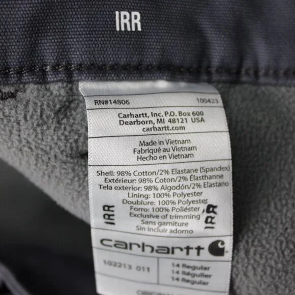 Carhartt Pants NWT Womens 14 Gray Rugged Flex Loose Fit Canvas Fleece Lined - Picture 12 of 14